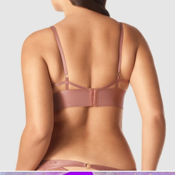 LA SENZA Mauve Dusty Pink Strapy Unlined Lace Bra Bralette - Size XXS, 30A, 32A - Picture 2 of 5